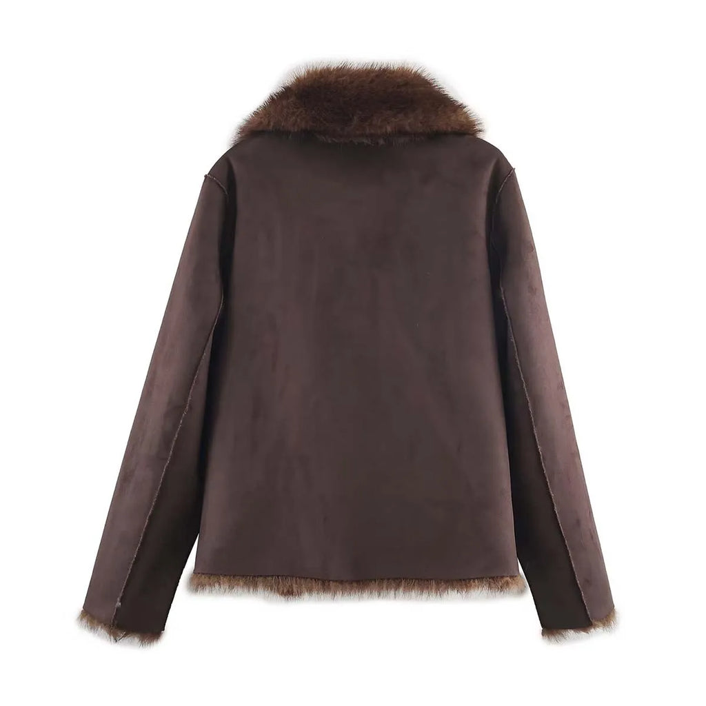 Abrigo de Pelo Sintético Premium de Invierno / Chaqueta de Piel Ecológica Texturizada