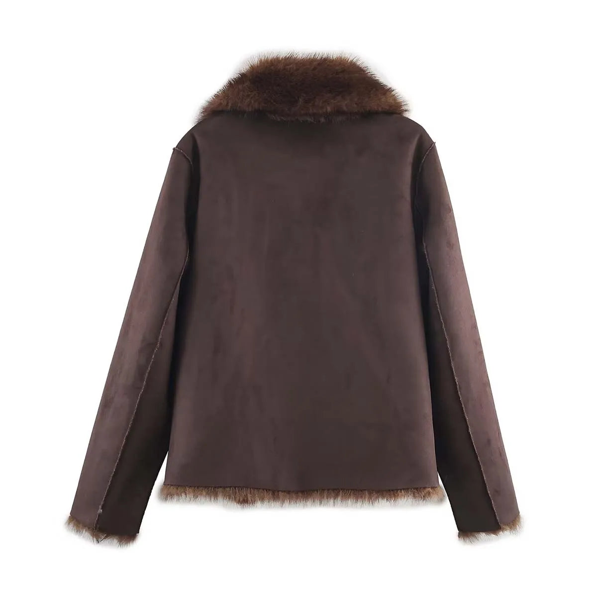 Abrigo de Pelo Sintético Premium de Invierno / Chaqueta de Piel Ecológica Texturizada