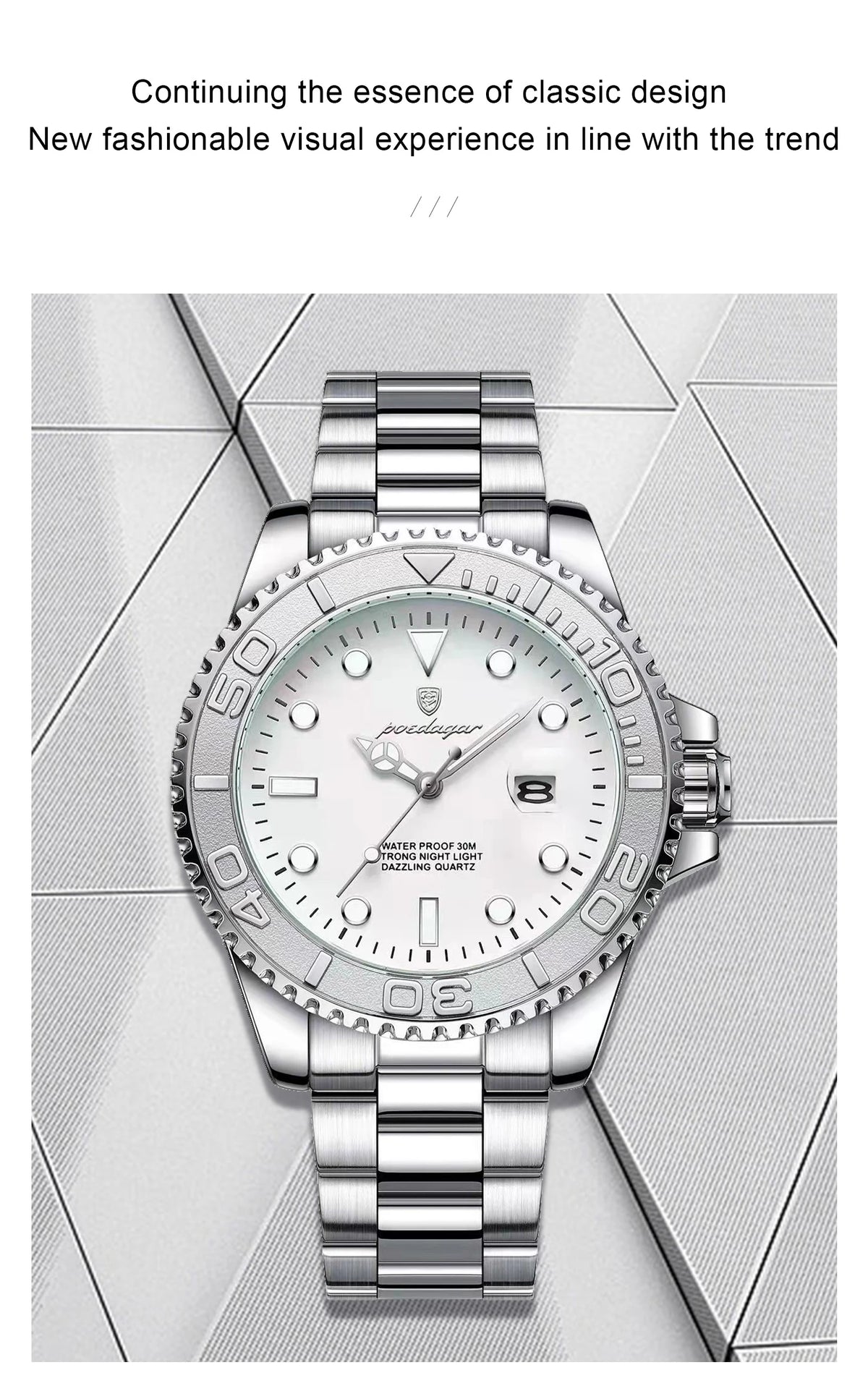 Reloj Cronógrafo de Acero Estilo Deportivo / Reloj de Pulsera Premium con Bisel Giratorio