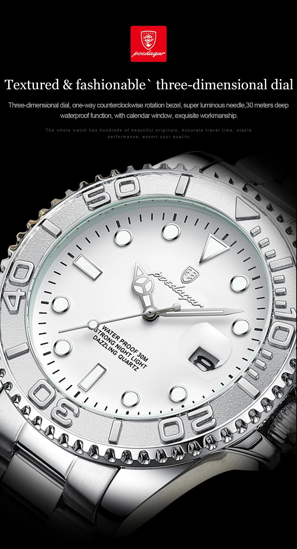 Reloj Cronógrafo de Acero Estilo Deportivo / Reloj de Pulsera Premium con Bisel Giratorio