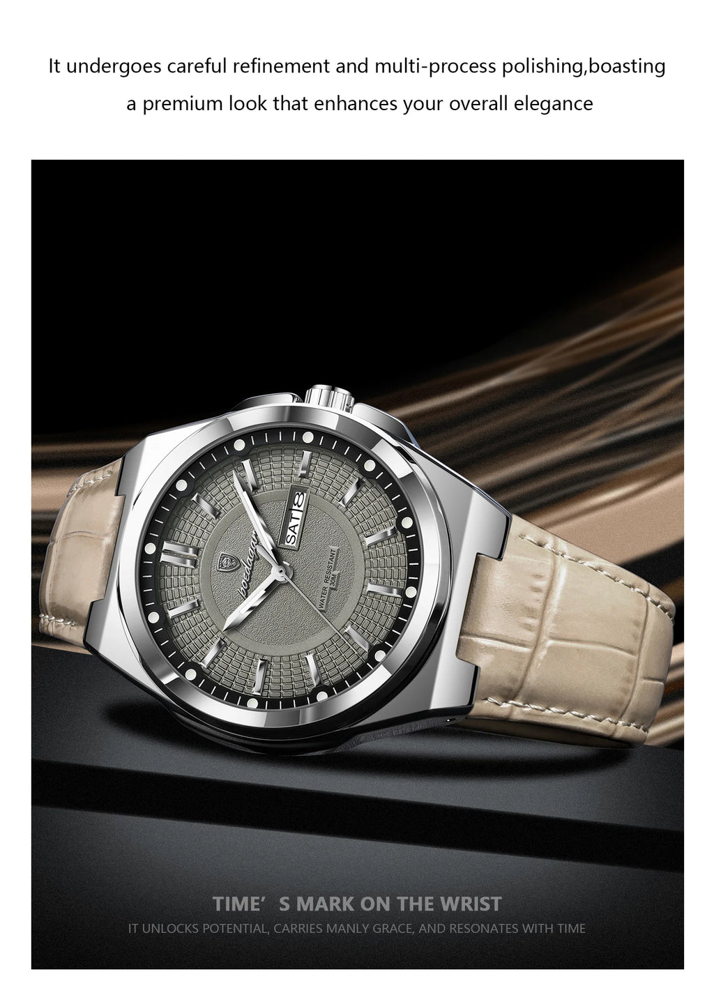 Reloj Casual con Esfera de Líneas Limpias / Reloj de Pulsera Elegante para Diario