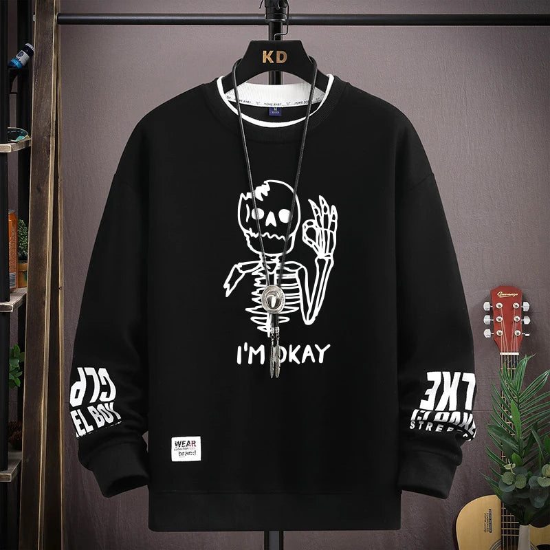 Sudadera Oversize Beige con Gráfico Urbano / Sudaderas de Algodón
