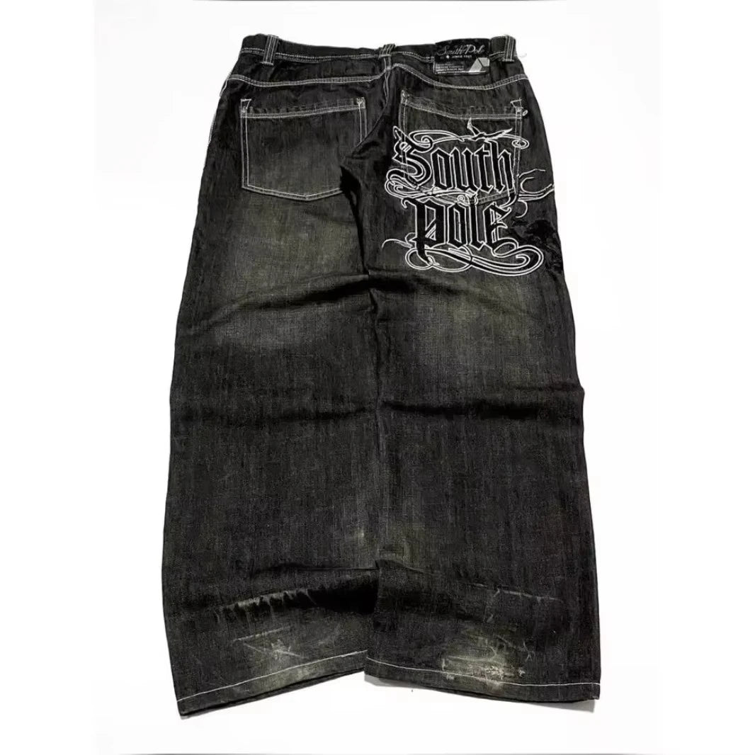 Vaqueros Baggy Retro Estilo Southpole / Jeans Extra Anchos con Bordado Trasero Y2K