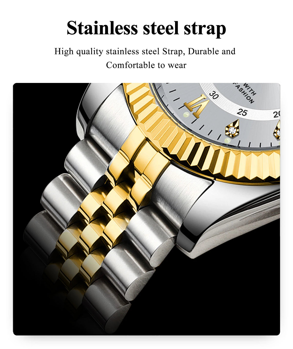 Reloj de Pulsera Clásico con Bisel Estriado / Reloj Formal de Acero para hombre