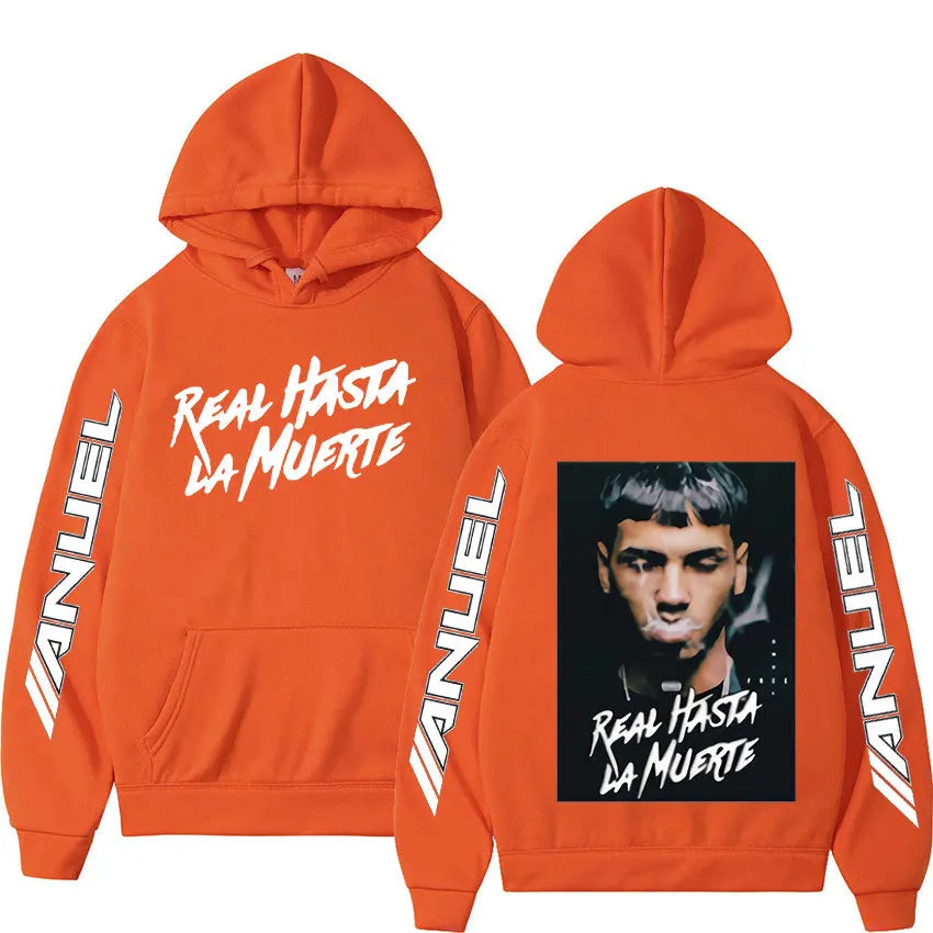 Sudadera con Capucha de Estilo Urbano Anuel AA / Sudadera Rapper Oversize "Real Hasta la Muerte"