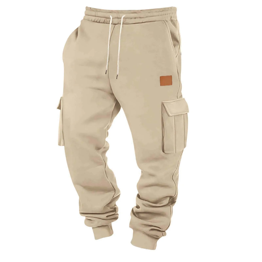 Pantalón Jogger Tipo Cargo de Felpa Suave / Pantalón de Chándal Cargo con Puño Elástico