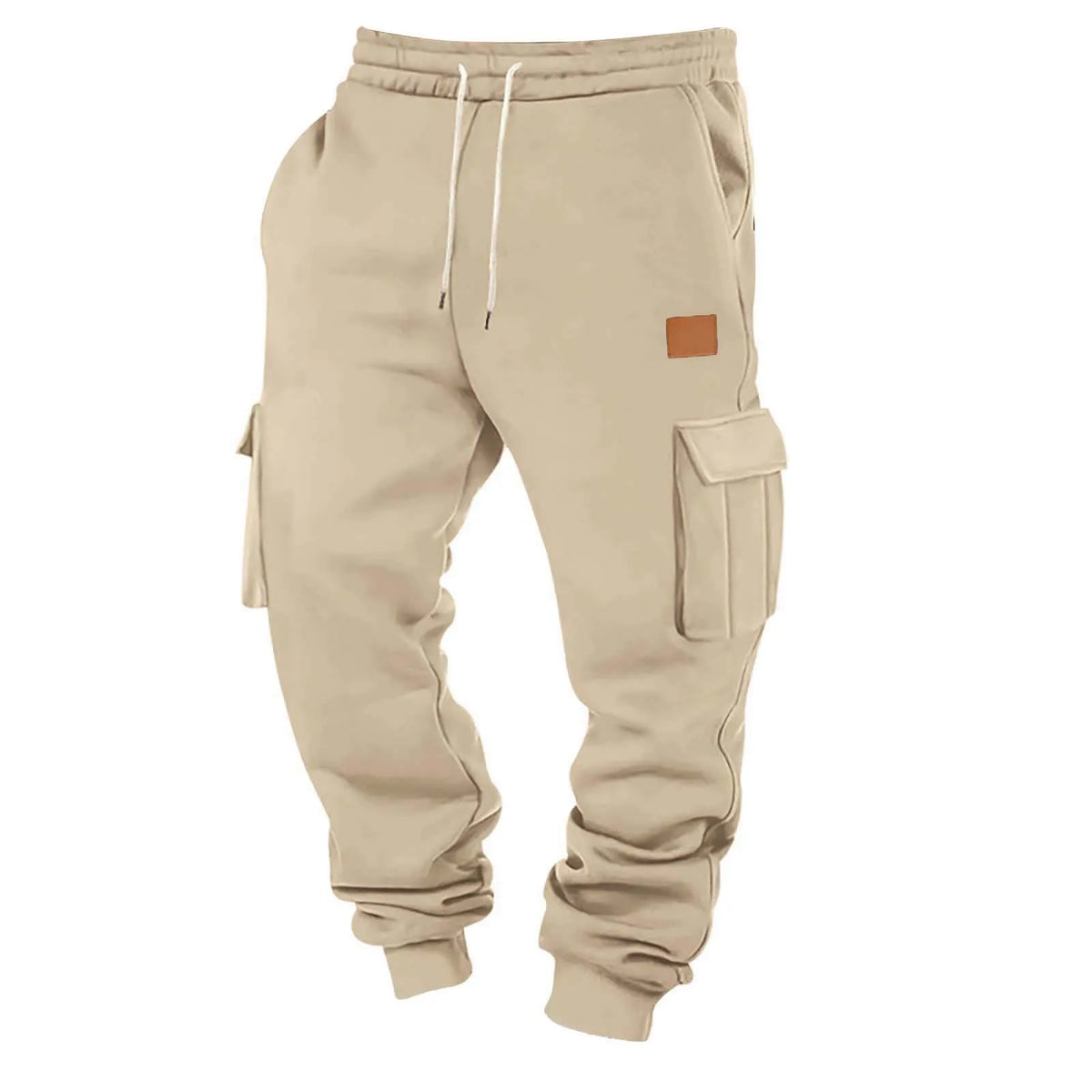 Pantalón Jogger Tipo Cargo de Felpa Suave / Pantalón de Chándal Cargo con Puño Elástico