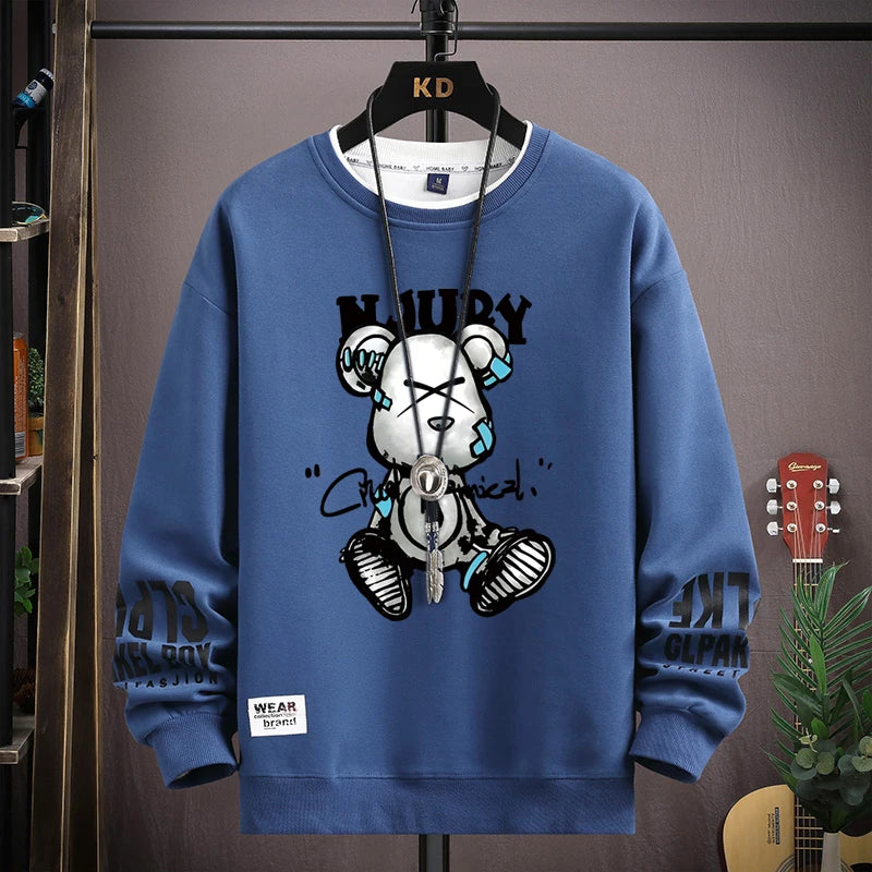 Sudadera Oversize Beige con Gráfico Urbano / Sudaderas de Algodón
