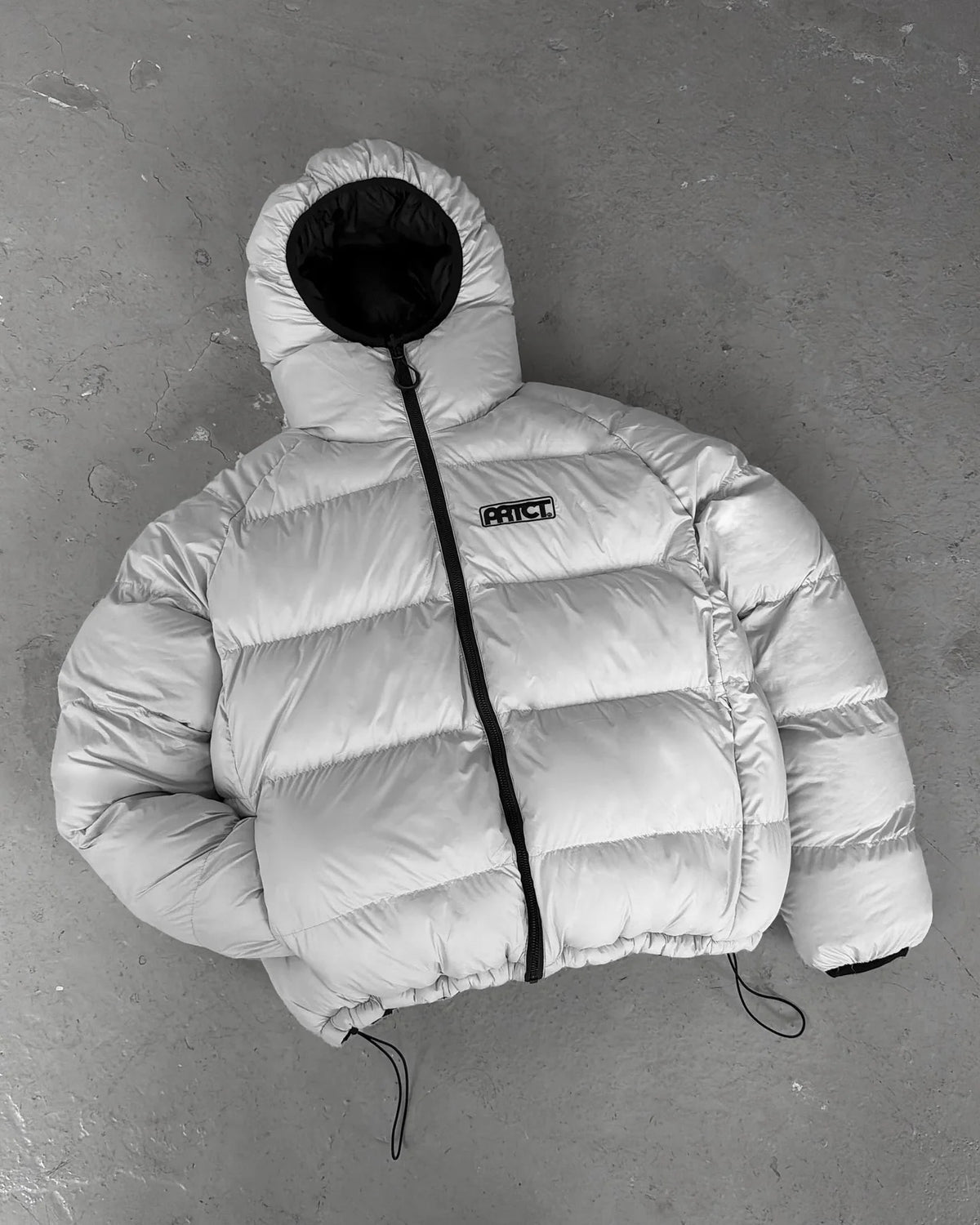 Plumífero Corto Puffer Bicolor con Capucha / Chaqueta Acolchada de Invierno Estilo Urbano