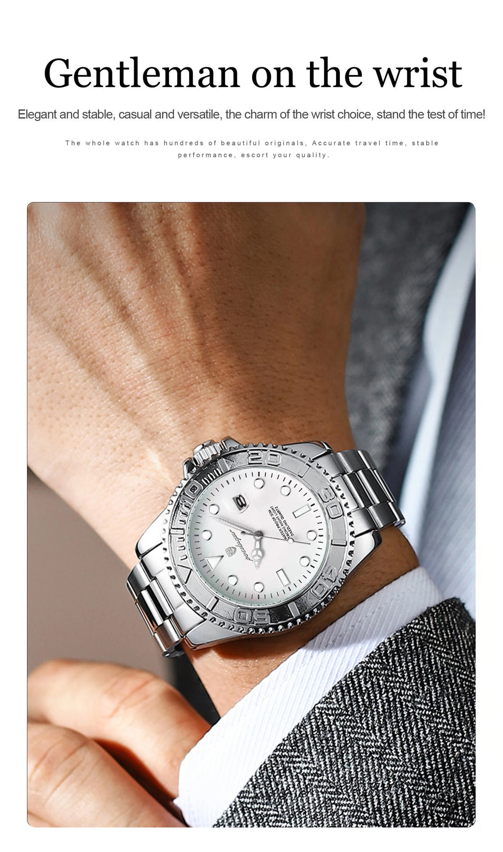 Reloj Cronógrafo de Acero Estilo Deportivo / Reloj de Pulsera Premium con Bisel Giratorio