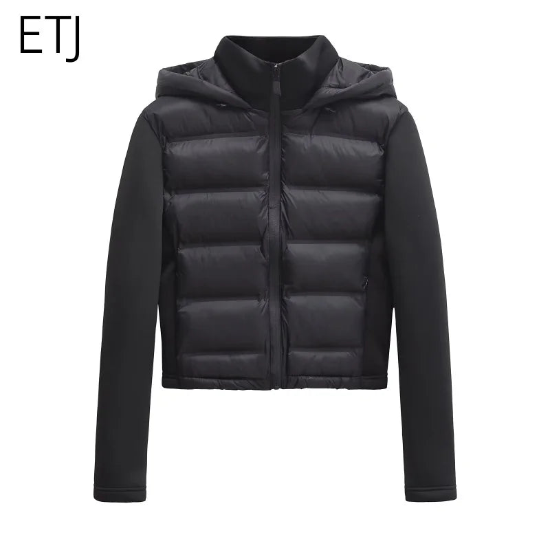 Chaqueta Acolchada Ligera de Invierno / Plumífero Corto Ajustado para Mujer