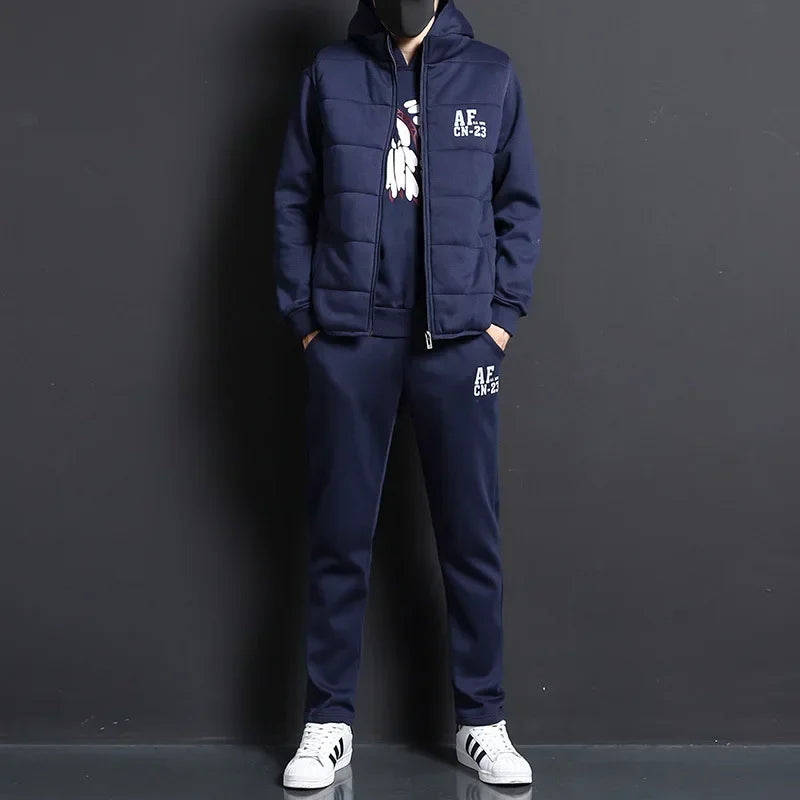 Conjunto de Invierno de 3 Piezas con Chaleco Acolchado / Chándal Completo Casual con Sudadera, Chaqueton y pantalónes