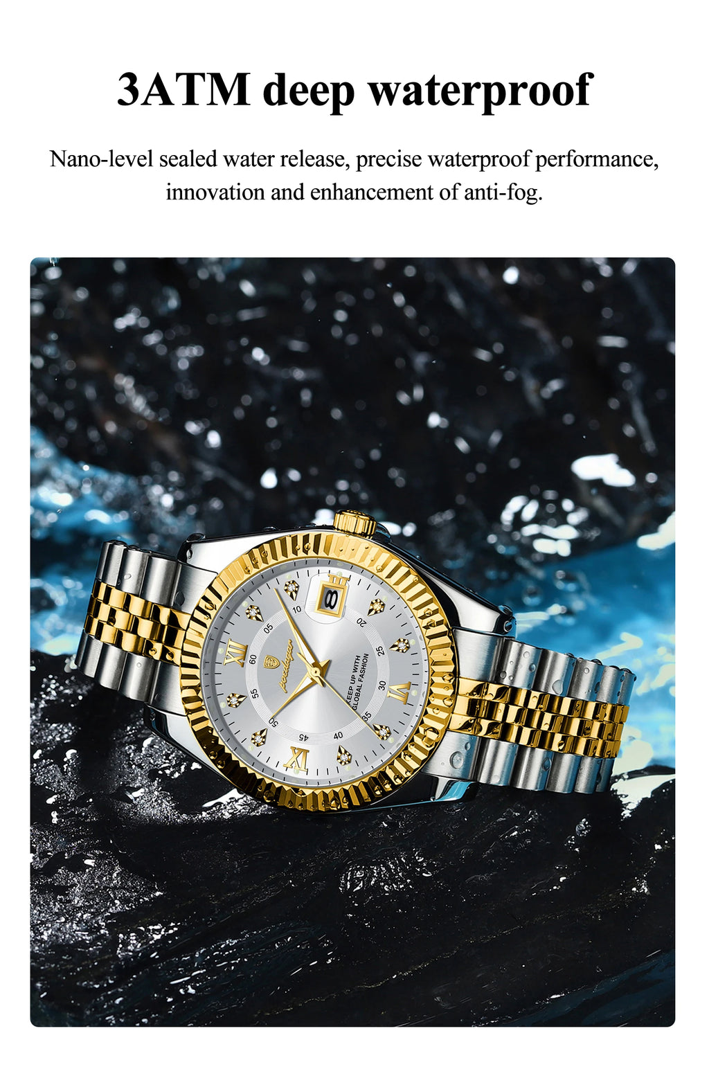 Reloj de Pulsera Clásico con Bisel Estriado / Reloj Formal de Acero para hombre