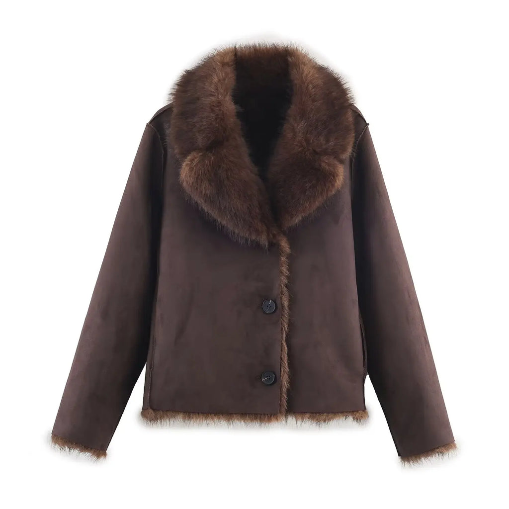 Abrigo de Pelo Sintético Premium de Invierno / Chaqueta de Piel Ecológica Texturizada