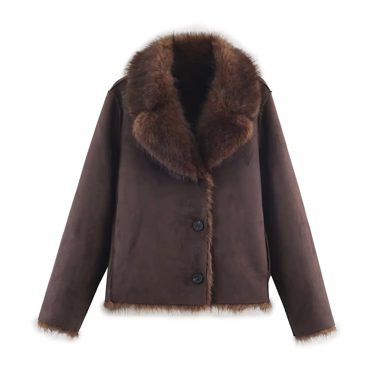 Abrigo de Pelo Sintético Premium de Invierno / Chaqueta de Piel Ecológica Texturizada