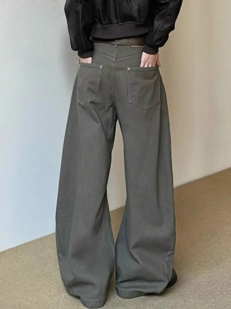 Vaqueros Extra Anchos Estilo Vintage / Jeans Baggy de Tiro Alto Deslavados