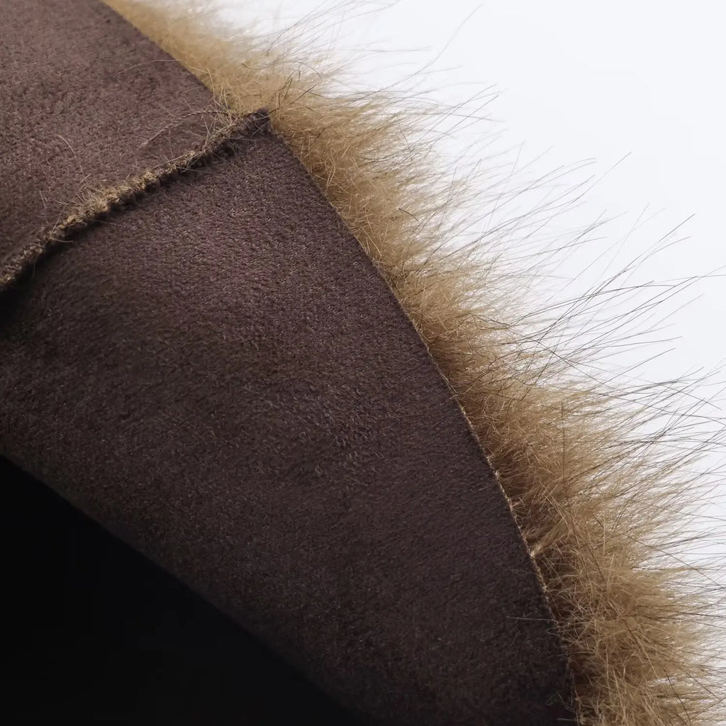 Abrigo de Pelo Sintético Premium de Invierno / Chaqueta de Piel Ecológica Texturizada