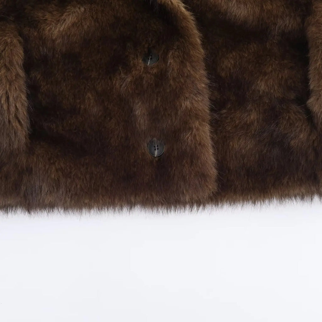 Abrigo de Pelo Sintético Premium de Invierno / Chaqueta de Piel Ecológica Texturizada