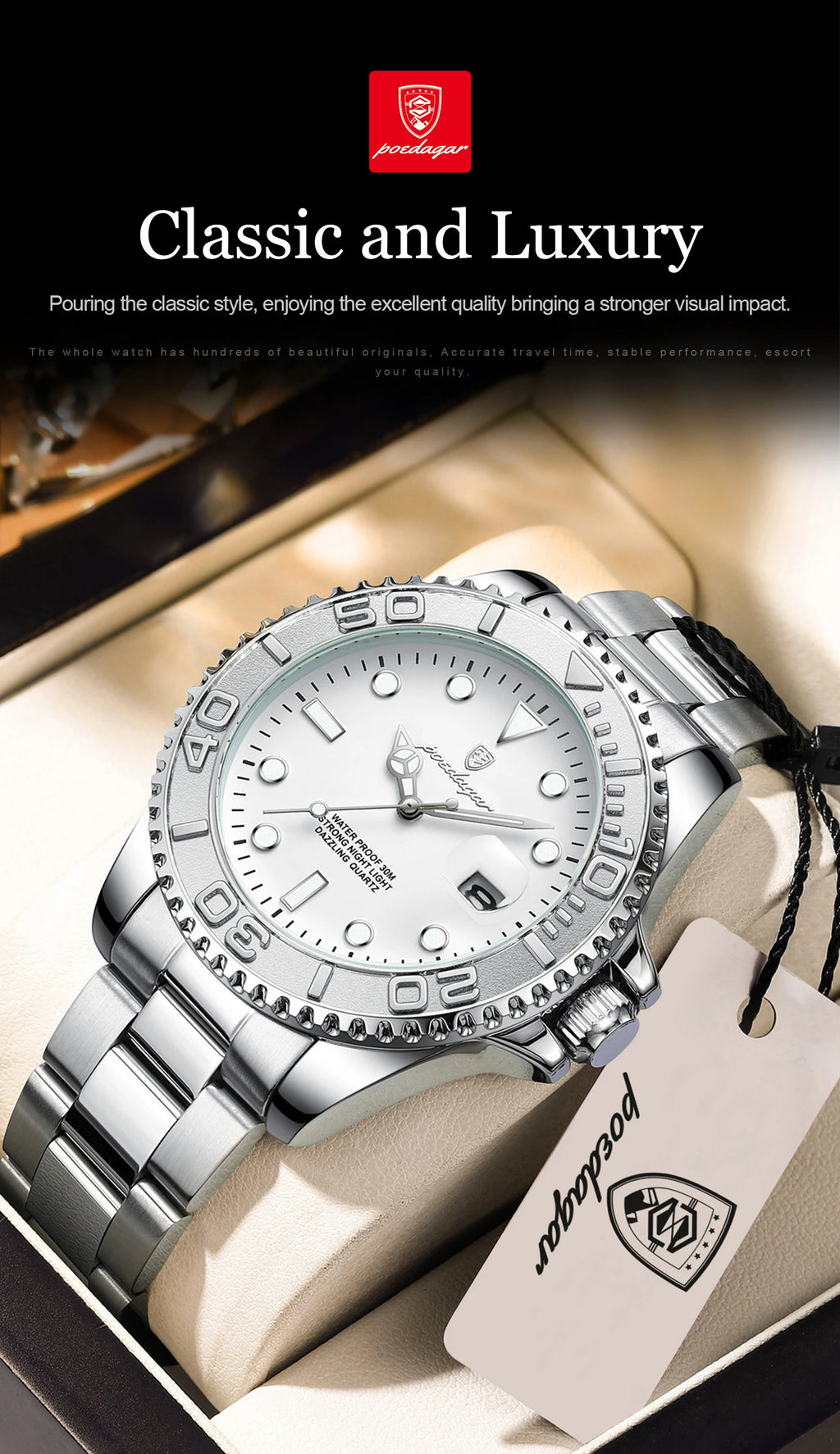 Reloj Cronógrafo de Acero Estilo Deportivo / Reloj de Pulsera Premium con Bisel Giratorio