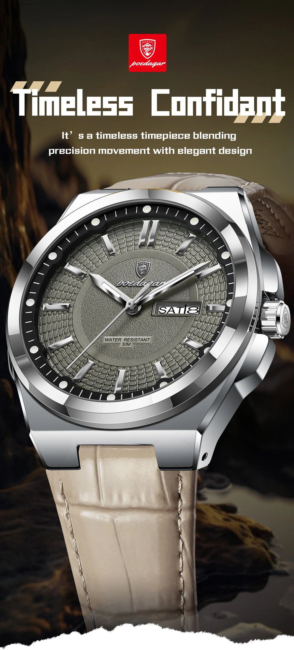 Reloj Casual con Esfera de Líneas Limpias / Reloj de Pulsera Elegante para Diario