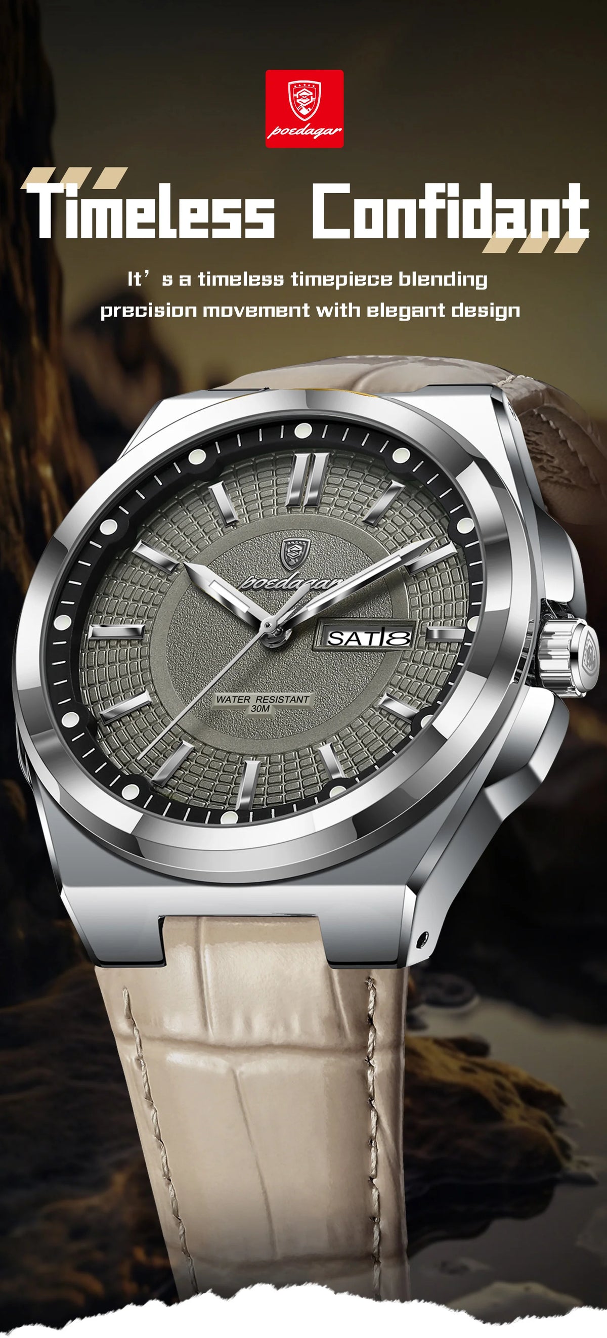 Reloj Casual con Esfera de Líneas Limpias / Reloj de Pulsera Elegante para Diario