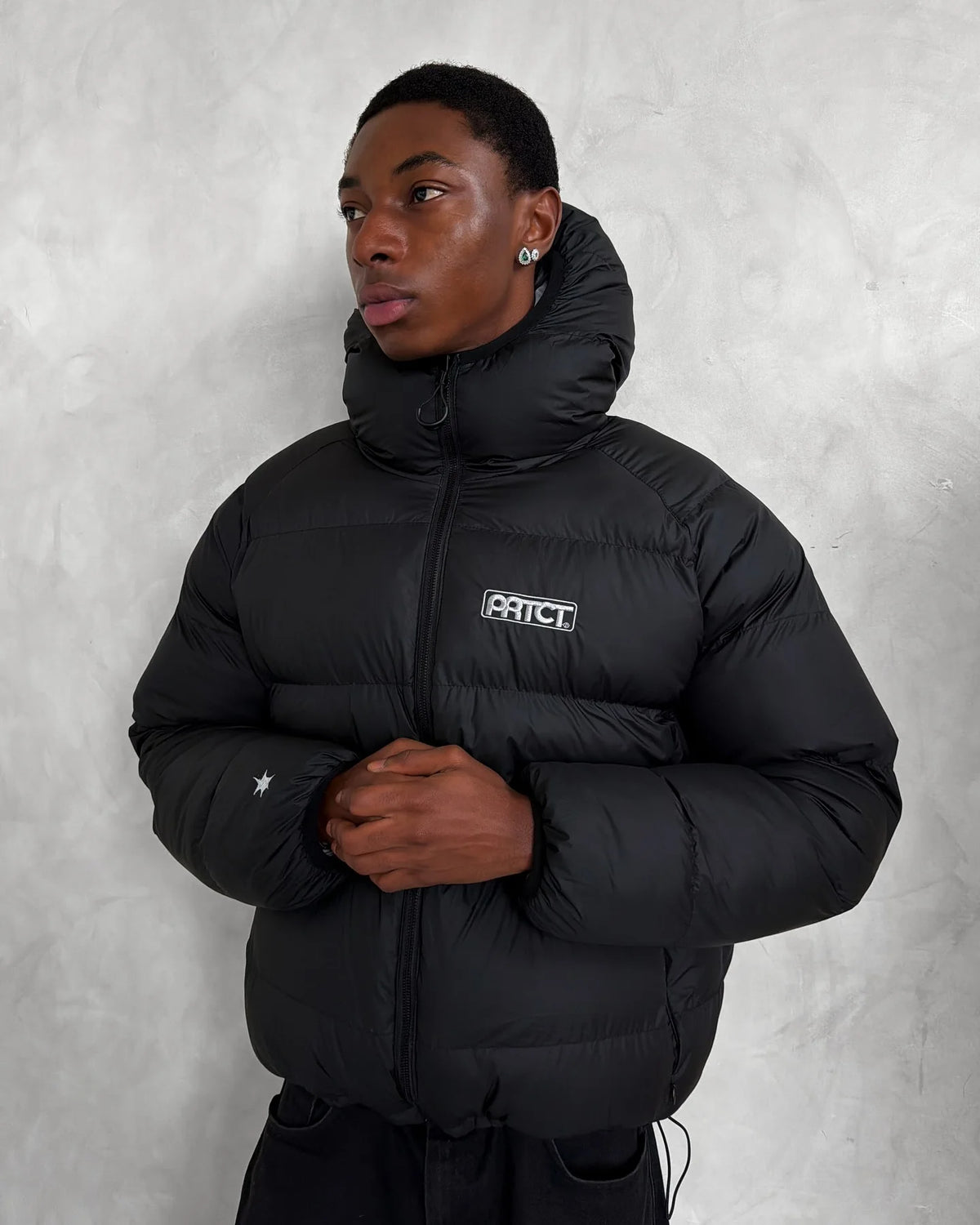 Plumífero Corto Puffer Bicolor con Capucha / Chaqueta Acolchada de Invierno Estilo Urbano