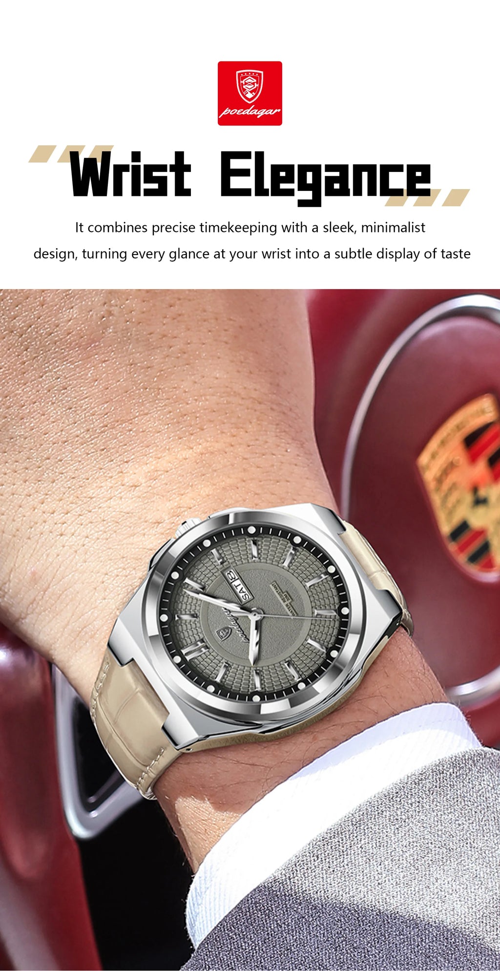 Reloj Casual con Esfera de Líneas Limpias / Reloj de Pulsera Elegante para Diario