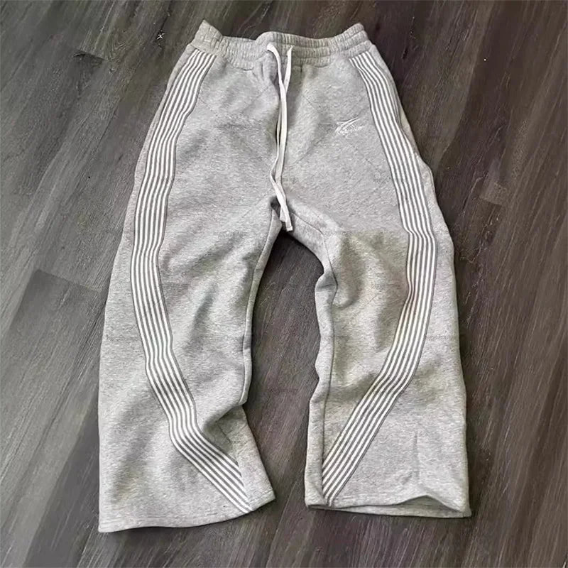 Pantalón de Punto Waffle Relajado con Cordón / Joggers Confort de Pierna Ancha