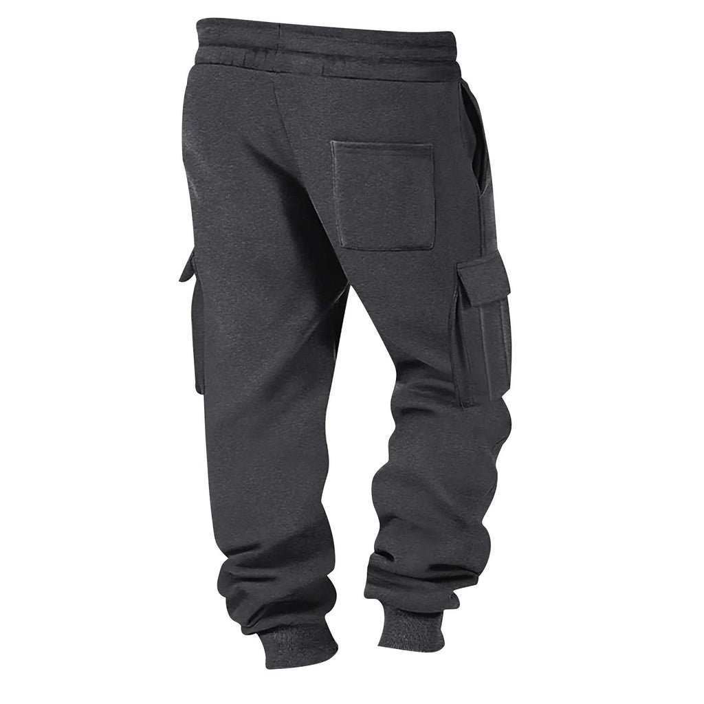 Pantalón Jogger Tipo Cargo de Felpa Suave / Pantalón de Chándal Cargo con Puño Elástico