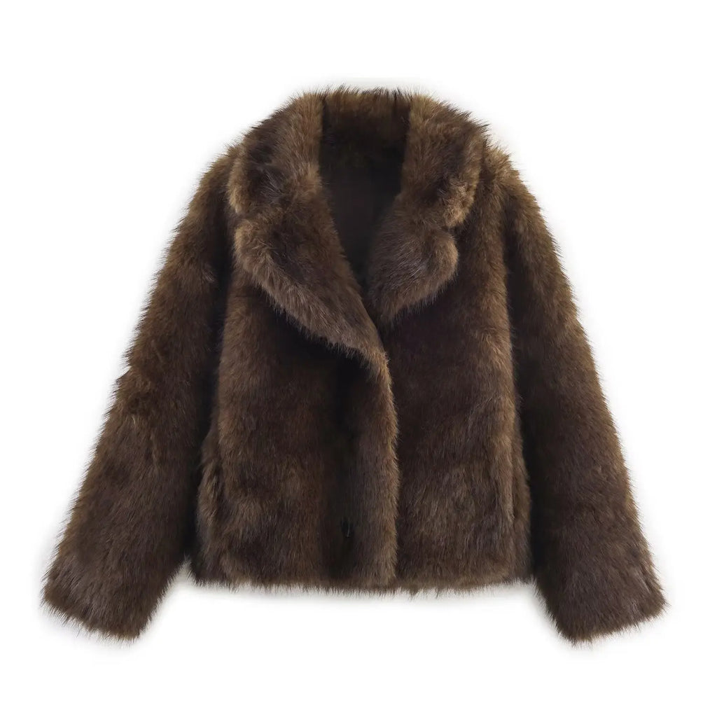 Abrigo de Pelo Sintético Premium de Invierno / Chaqueta de Piel Ecológica Texturizada