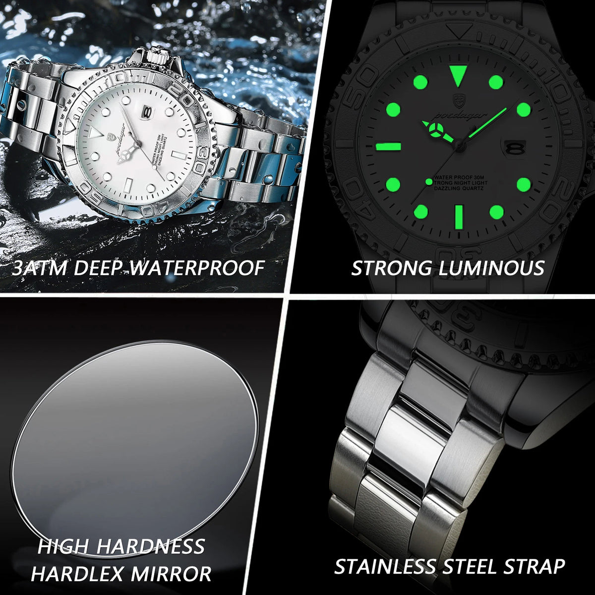Reloj Cronógrafo de Acero Estilo Deportivo / Reloj de Pulsera Premium con Bisel Giratorio