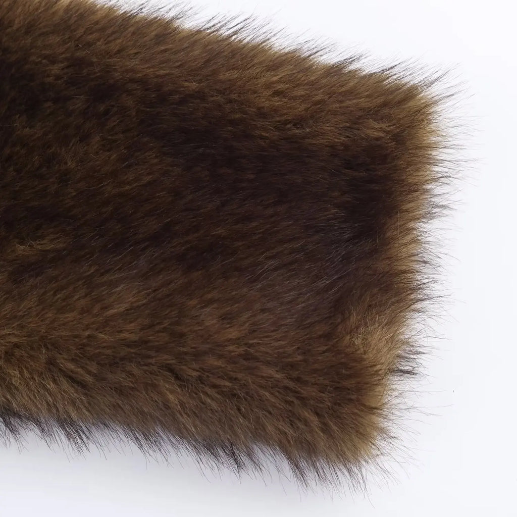 Abrigo de Pelo Sintético Premium de Invierno / Chaqueta de Piel Ecológica Texturizada
