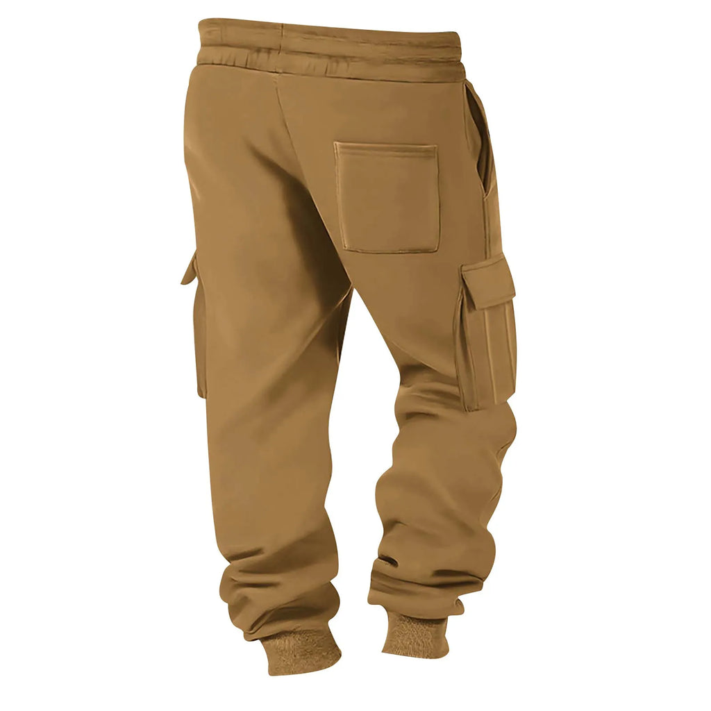 Pantalón Jogger Tipo Cargo de Felpa Suave / Pantalón de Chándal Cargo con Puño Elástico