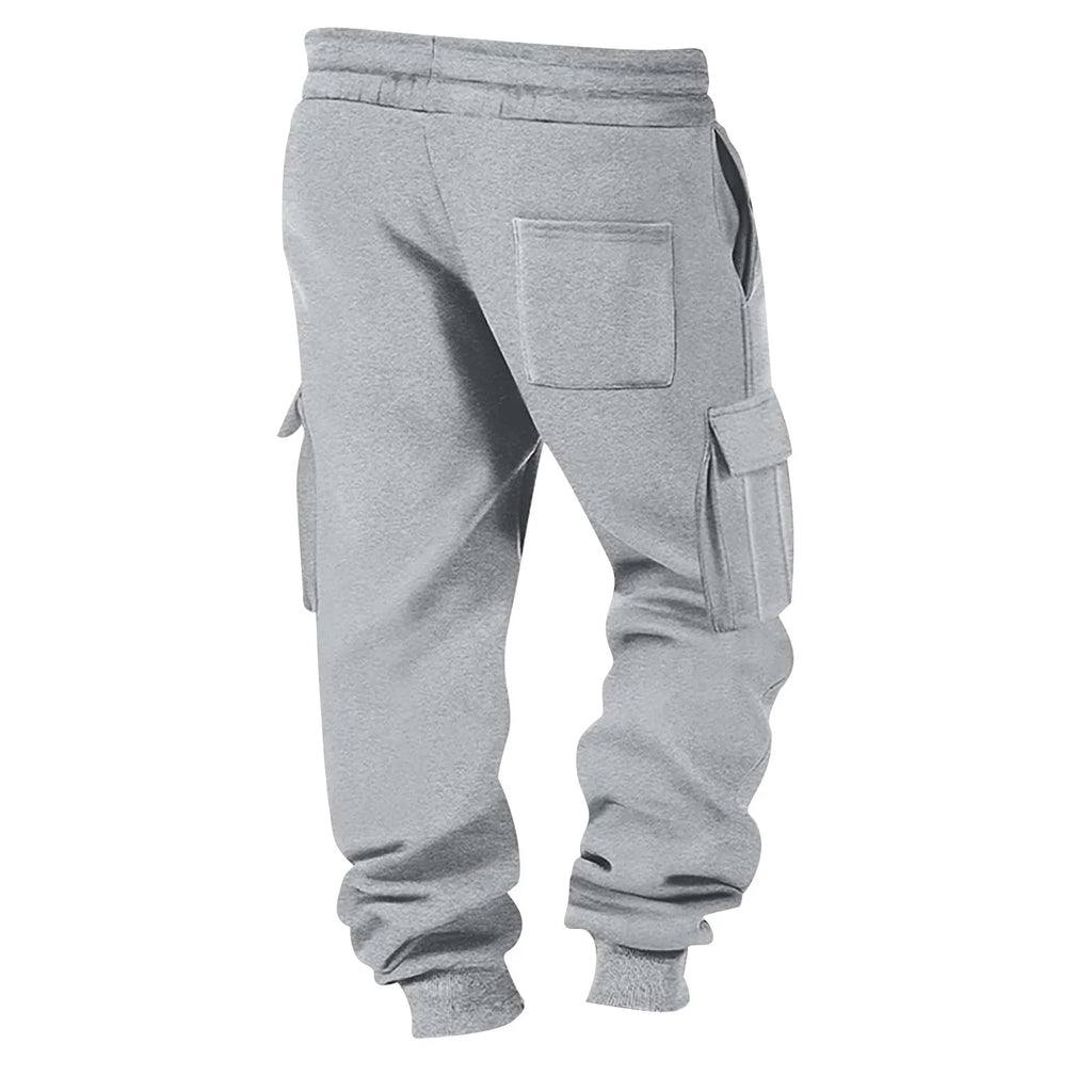 Pantalón Jogger Tipo Cargo de Felpa Suave / Pantalón de Chándal Cargo con Puño Elástico