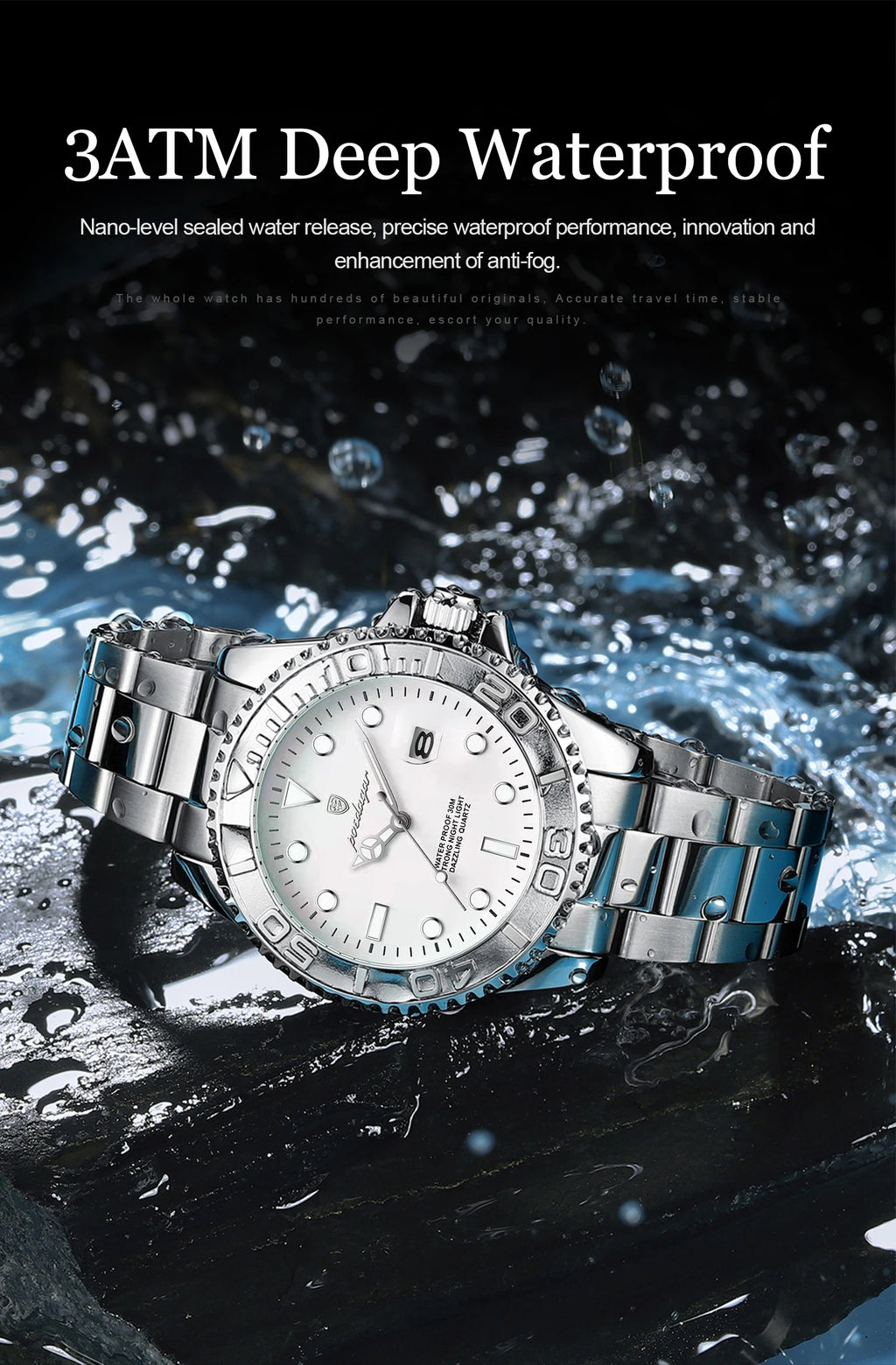 Reloj Cronógrafo de Acero Estilo Deportivo / Reloj de Pulsera Premium con Bisel Giratorio