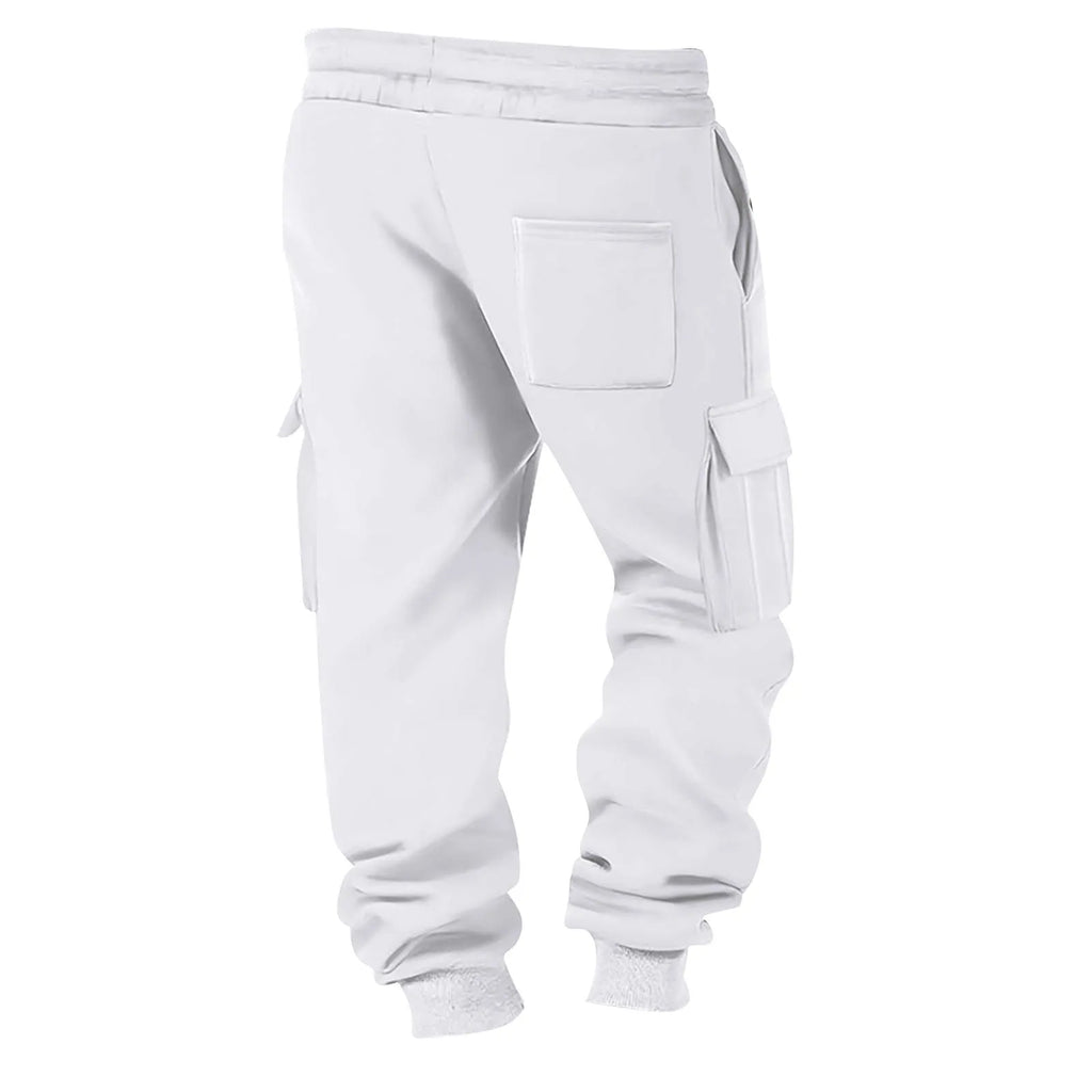 Pantalón Jogger Tipo Cargo de Felpa Suave / Pantalón de Chándal Cargo con Puño Elástico