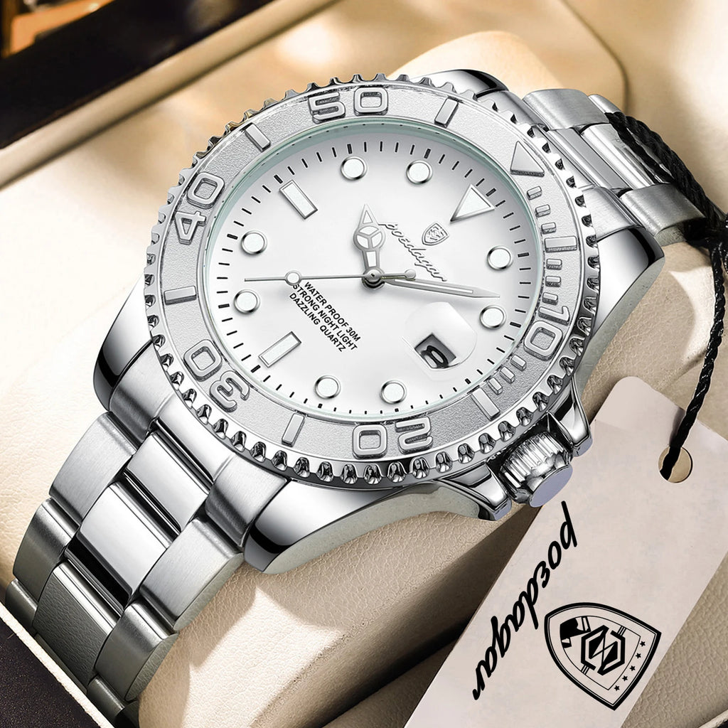 Reloj Cronógrafo de Acero Estilo Deportivo / Reloj de Pulsera Premium con Bisel Giratorio