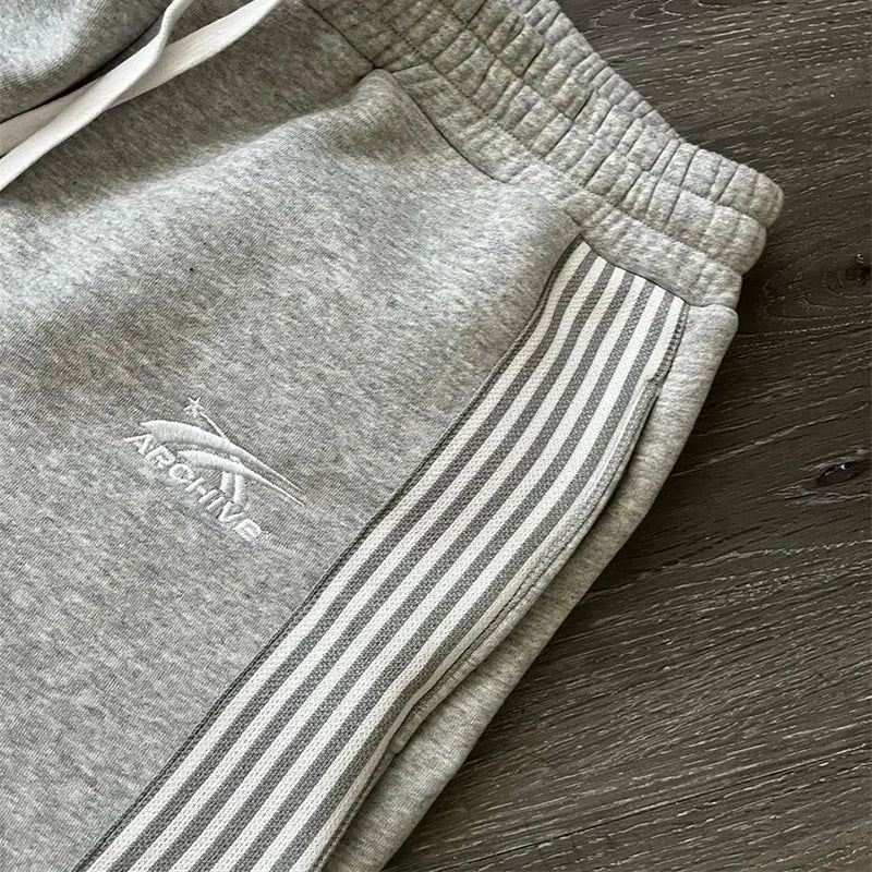 Pantalón de Punto Waffle Relajado con Cordón / Joggers Confort de Pierna Ancha