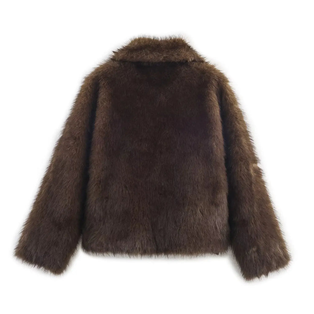Abrigo de Pelo Sintético Premium de Invierno / Chaqueta de Piel Ecológica Texturizada