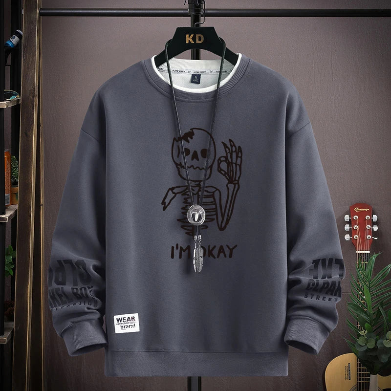 Sudadera Oversize Beige con Gráfico Urbano / Sudaderas de Algodón