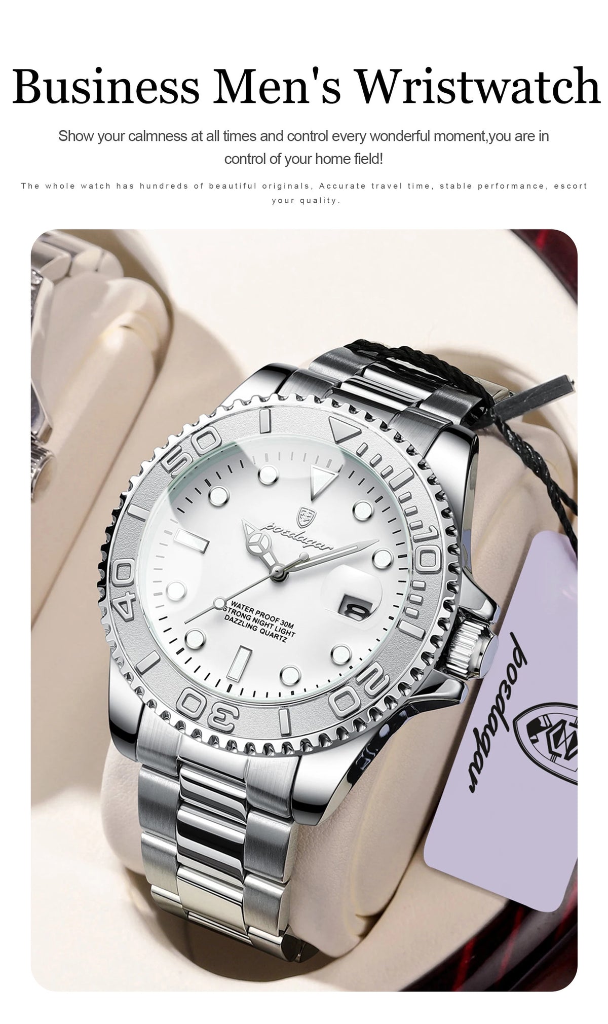 Reloj Cronógrafo de Acero Estilo Deportivo / Reloj de Pulsera Premium con Bisel Giratorio