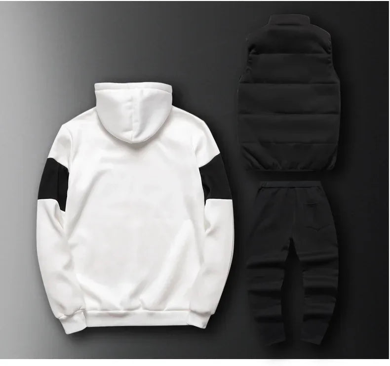 Conjunto de Invierno de 3 Piezas con Chaleco Acolchado / Chándal Completo Casual con Sudadera, Chaqueton y pantalónes