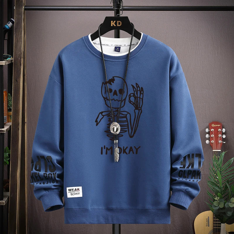 Sudadera Oversize Beige con Gráfico Urbano / Sudaderas de Algodón