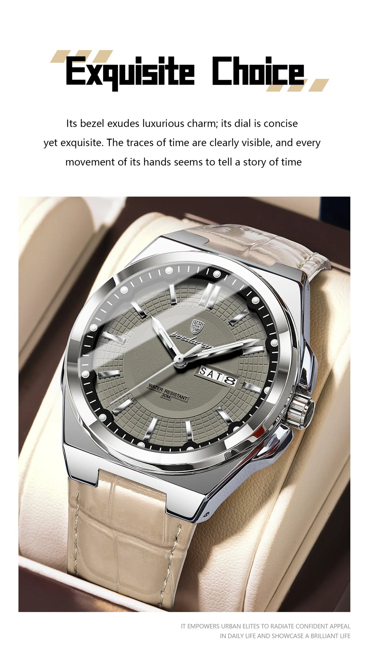 Reloj Casual con Esfera de Líneas Limpias / Reloj de Pulsera Elegante para Diario