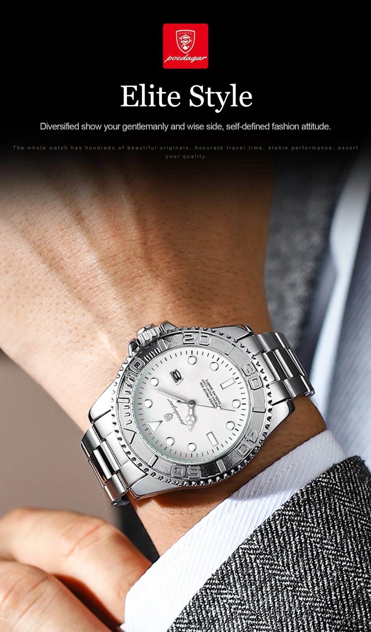Reloj Cronógrafo de Acero Estilo Deportivo / Reloj de Pulsera Premium con Bisel Giratorio