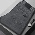 Vaqueros Rectos Elásticos de Algodón Confort / Jeans Básicos de Cintura Ajustable para Hombre