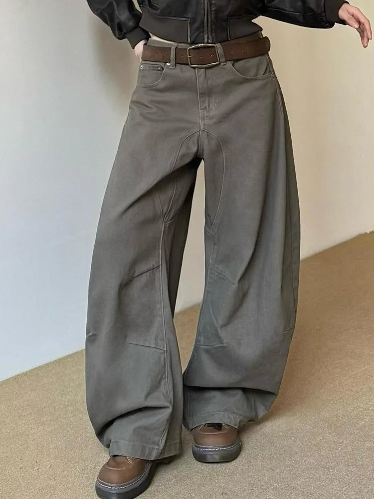 Vaqueros Extra Anchos Estilo Vintage / Jeans Baggy de Tiro Alto Deslavados