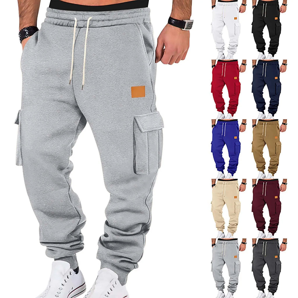 Pantalón Jogger Tipo Cargo de Felpa Suave / Pantalón de Chándal Cargo con Puño Elástico