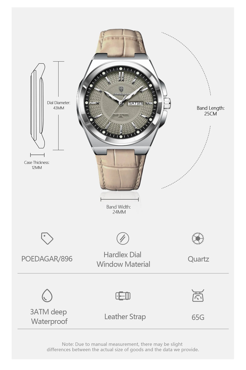 Reloj Casual con Esfera de Líneas Limpias / Reloj de Pulsera Elegante para Diario