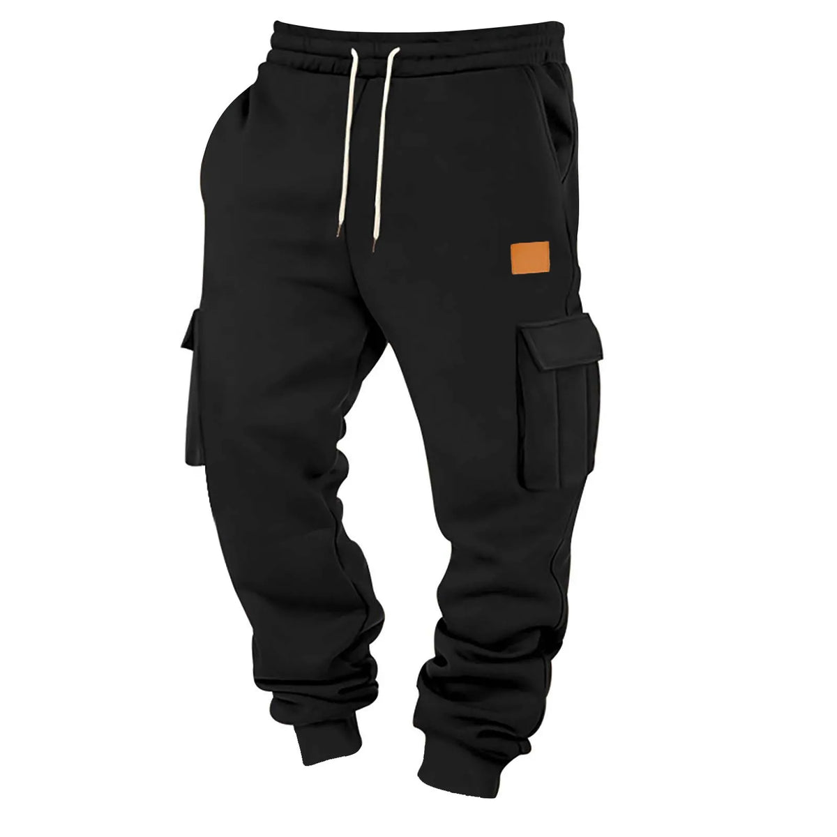 Pantalón Jogger Tipo Cargo de Felpa Suave / Pantalón de Chándal Cargo con Puño Elástico